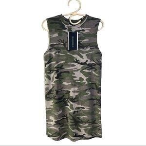 Olivaceous Moto Tank Dress in Military Camo Terry Knit Stretch Size Small Grunge